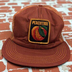 Vintage Peachtree Doors Patch Rust Orange Trucker Snapback Hat USA Mesh‎